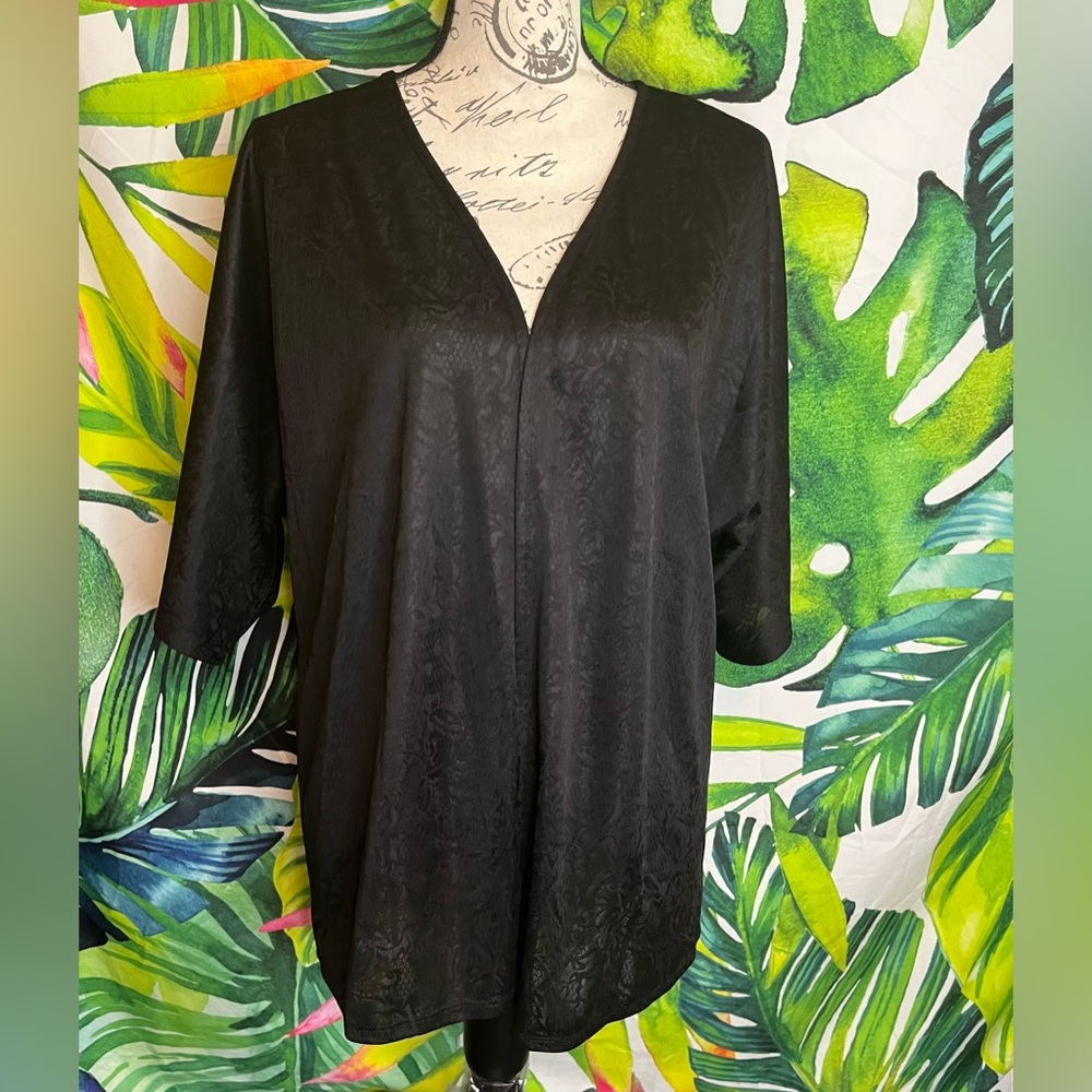 Anthology M/L Casual Comfy Semi Sheer Black Lace Print Open Shawl Cardigan